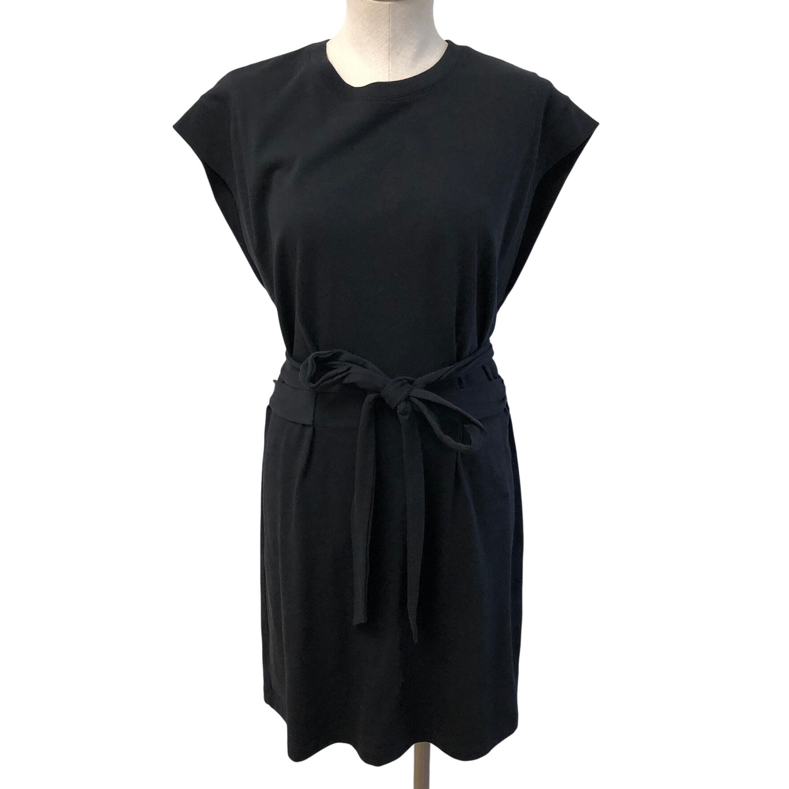 Vince T-Shirt Dress Womens Large Black Cotton Tie Waist Pockets V819083929